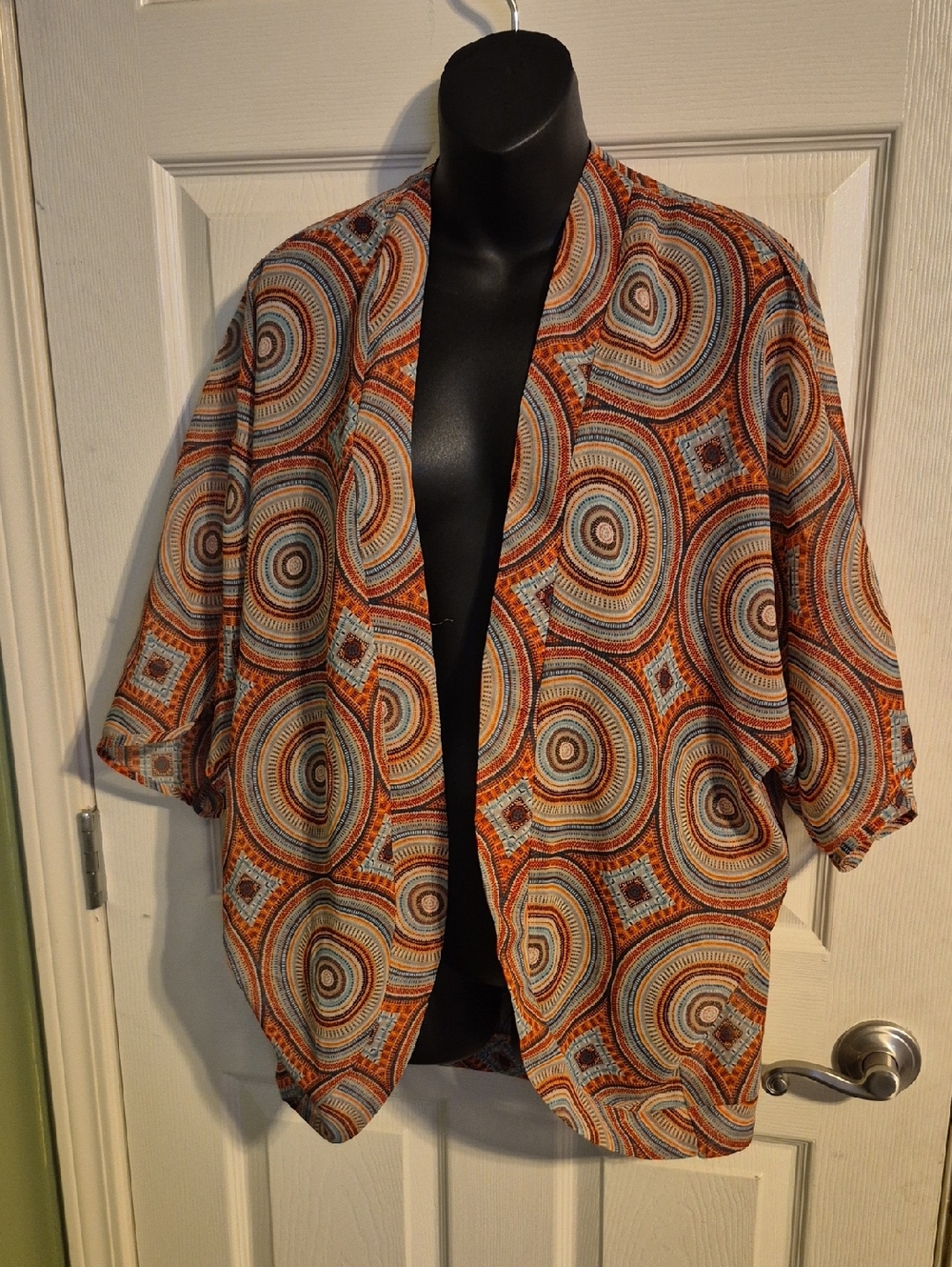GAP Open Front Tunic Jacket in Orange, Blue and Cream